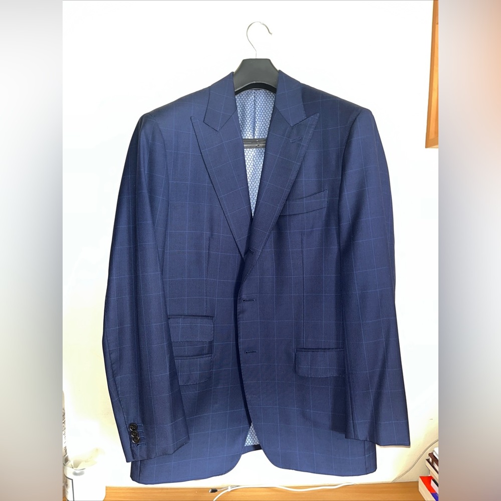 Suitsupply MTM 42R Windowpane Navy Suit JACKET